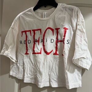 Livylu White Tech Red Raiders T-Shirt small crop top small